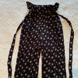 B&W Floral Parachute Pants